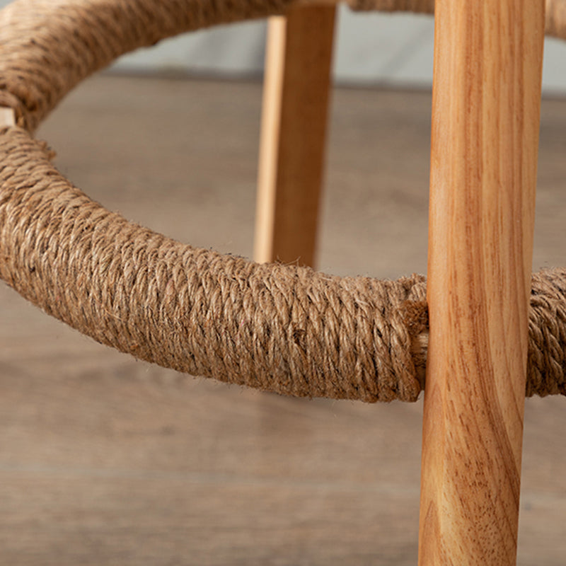 Taburete de bar giratorio de madera nórdica, taburete alto para interior con respaldo bajo y tapizado