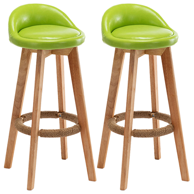 Taburete de bar giratorio de madera nórdica, taburete alto para interior con respaldo bajo y tapizado