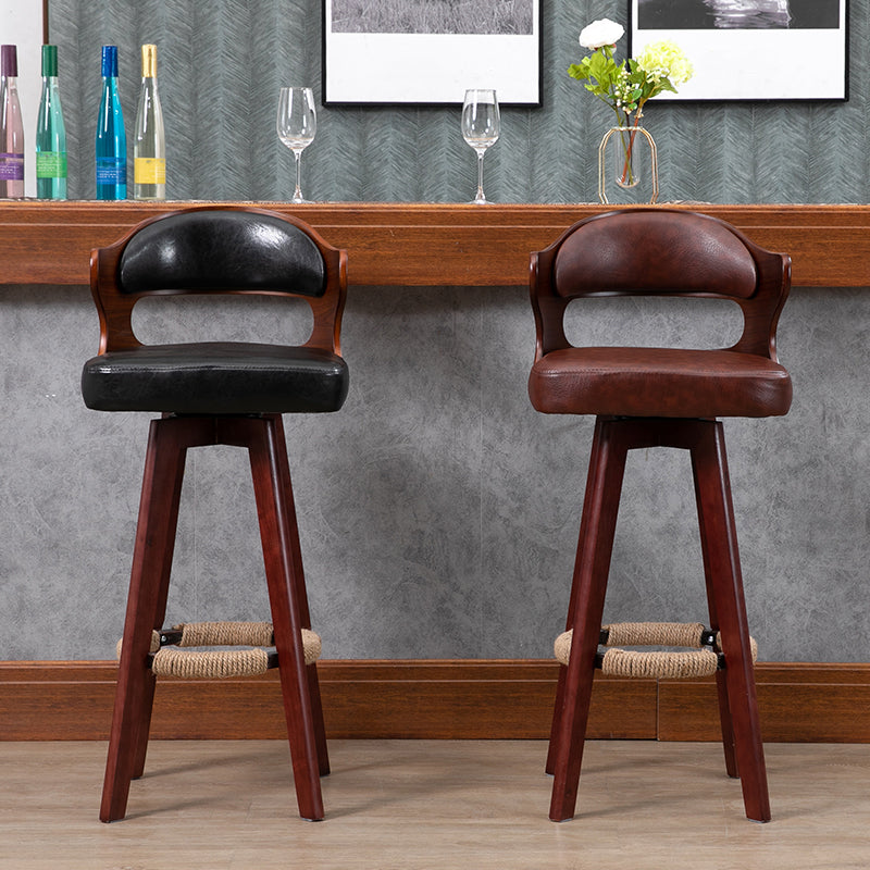 Nordischer Holz Low Rücken Barstool Schwenkerner hoher Hocker mit Polster