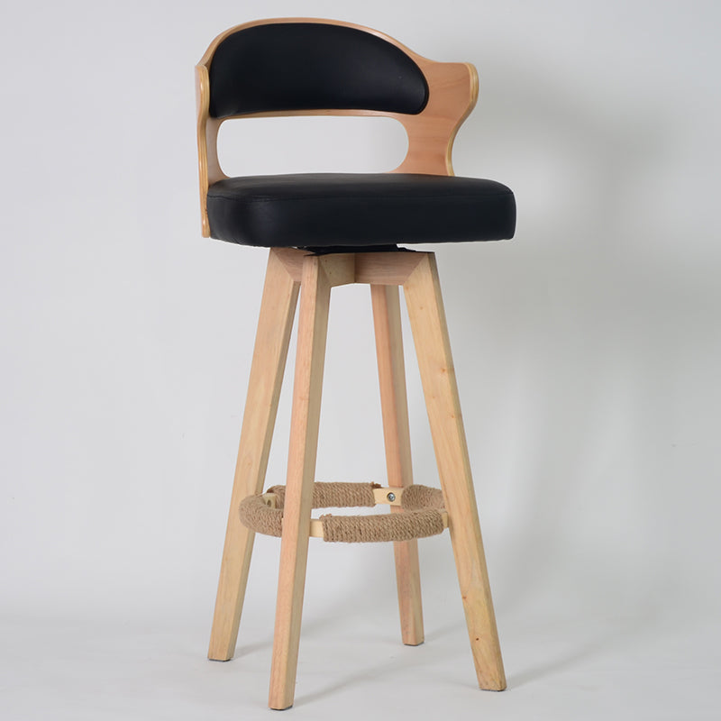 Nordischer Holz Low Rücken Barstool Schwenkerner hoher Hocker mit Polster