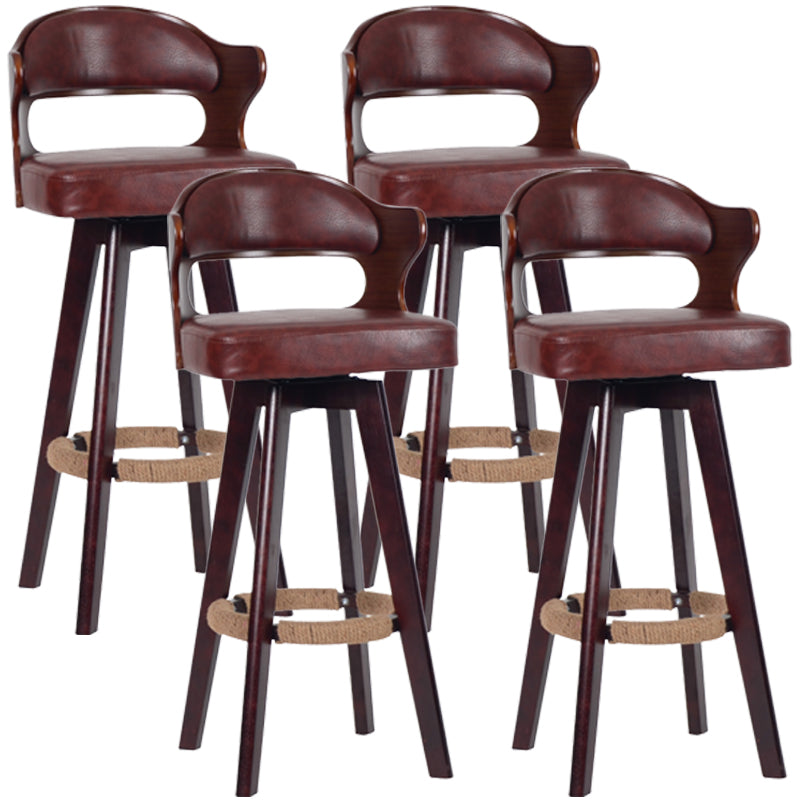 Nordischer Holz Low Rücken Barstool Schwenkerner hoher Hocker mit Polster