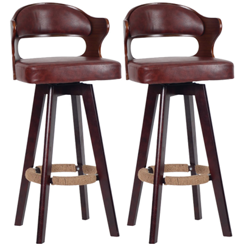 Nordischer Holz Low Rücken Barstool Schwenkerner hoher Hocker mit Polster