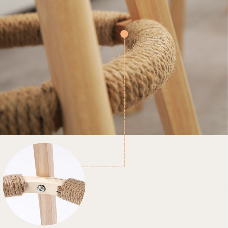 Nordischer Holz Low Rücken Barstool Schwenkerner hoher Hocker mit Polster