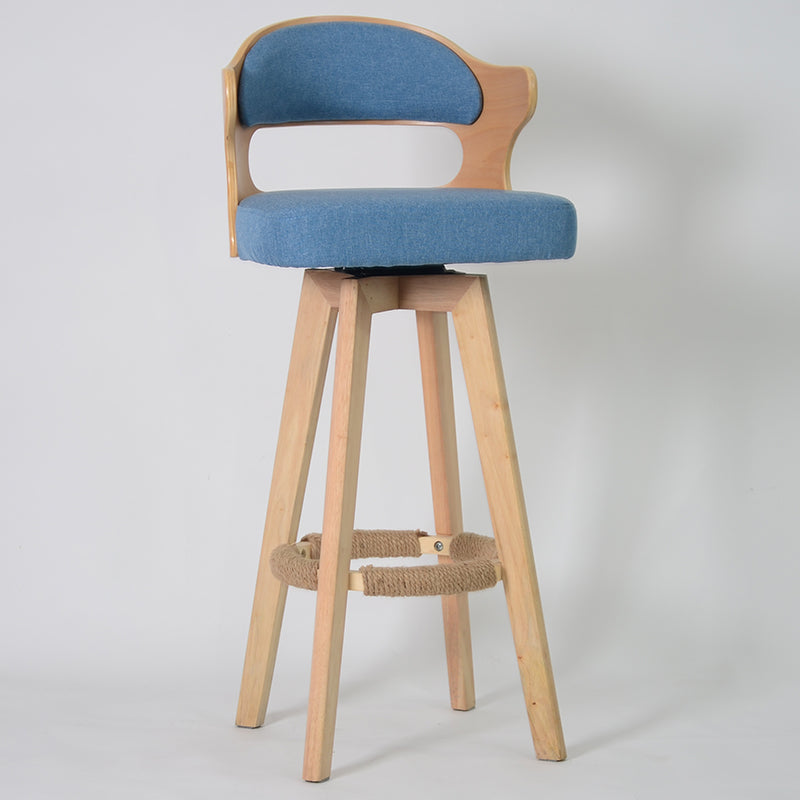 Nordischer Holz Low Rücken Barstool Schwenkerner hoher Hocker mit Polster