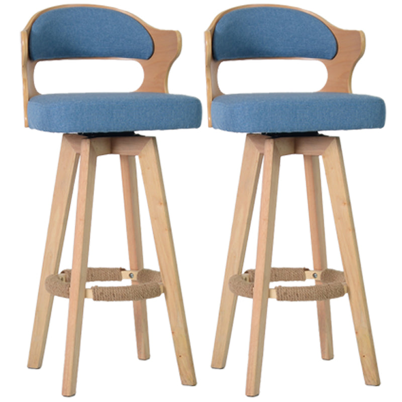 Nordischer Holz Low Rücken Barstool Schwenkerner hoher Hocker mit Polster