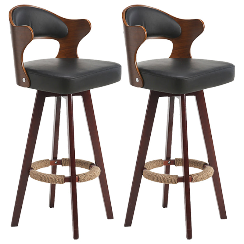Nordischer Holz Low Rücken Barstool Schwenkerner hoher Hocker mit Polster