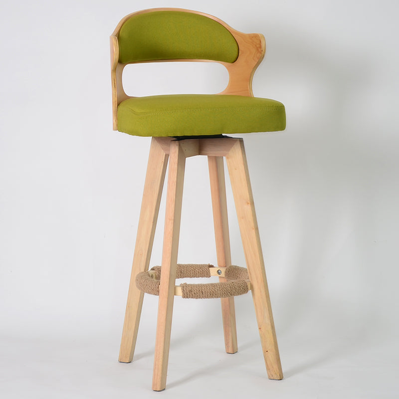 Nordischer Holz Low Rücken Barstool Schwenkerner hoher Hocker mit Polster