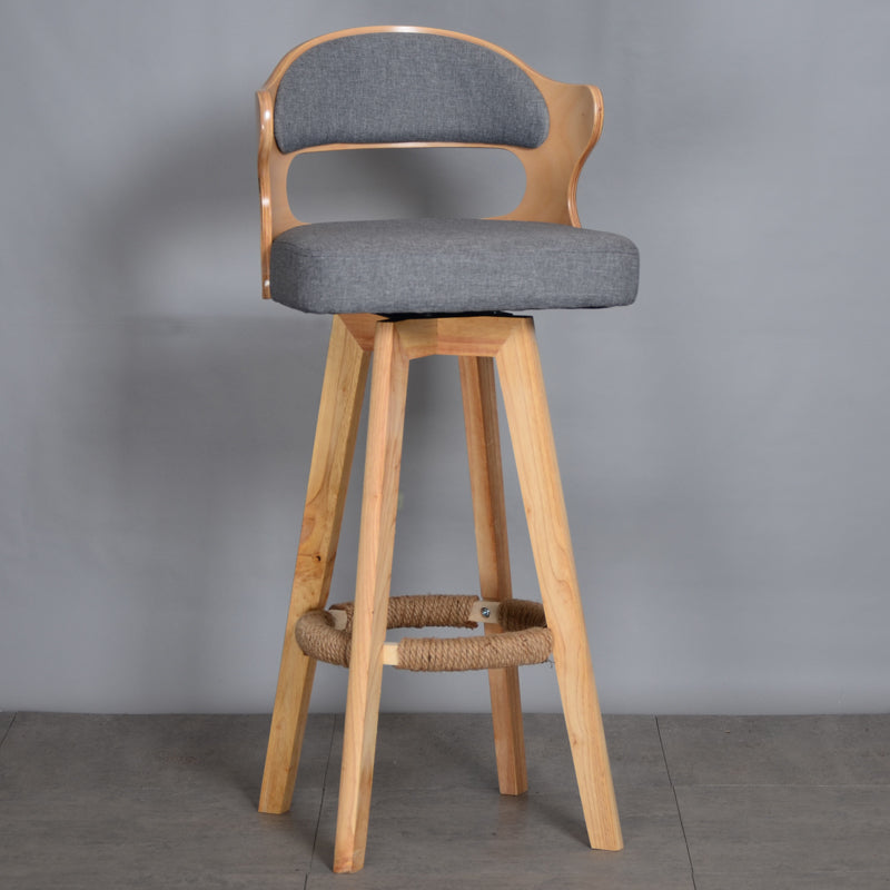 Nordischer Holz Low Rücken Barstool Schwenkerner hoher Hocker mit Polster