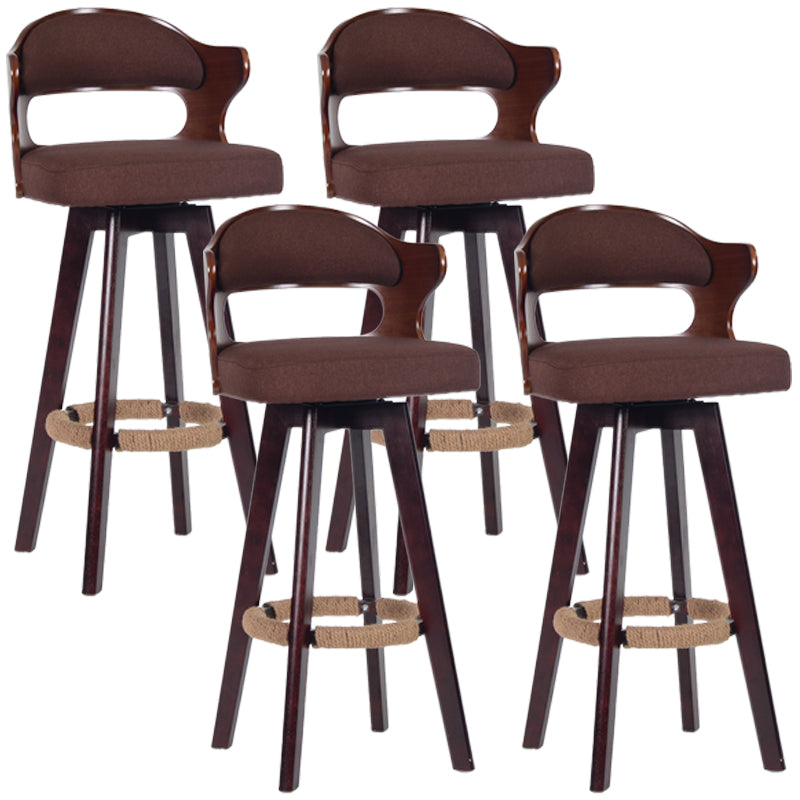 Nordischer Holz Low Rücken Barstool Schwenkerner hoher Hocker mit Polster