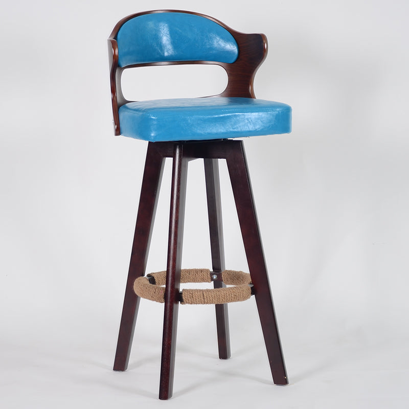 Nordischer Holz Low Rücken Barstool Schwenkerner hoher Hocker mit Polster