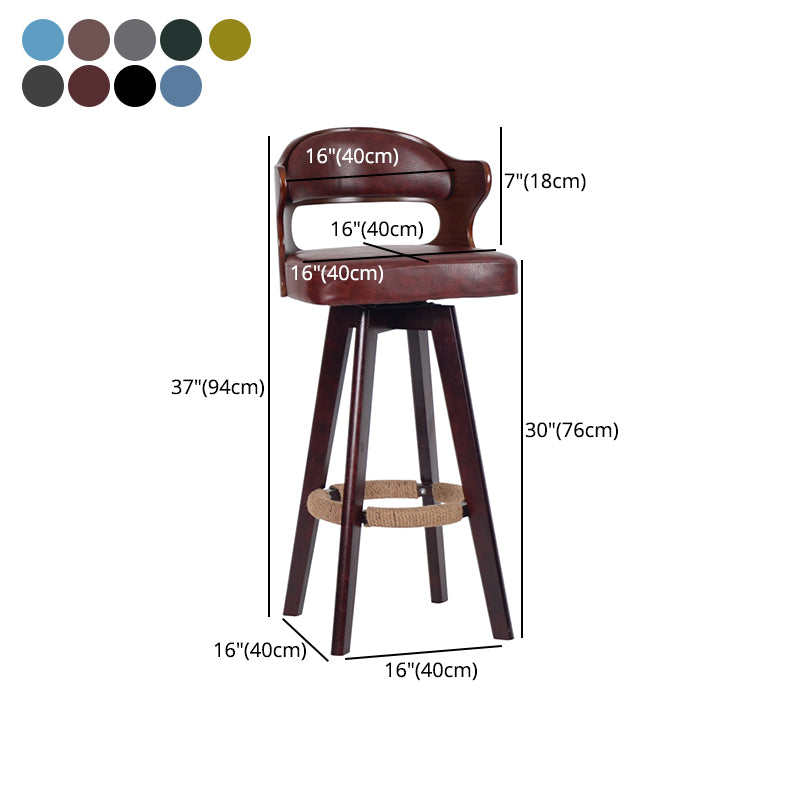 Nordischer Holz Low Rücken Barstool Schwenkerner hoher Hocker mit Polster