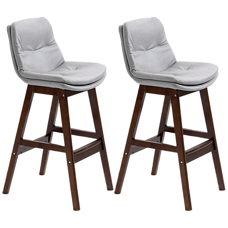 Scandinavian Wood Upholstered Counter Stools Low Back Bar Stools with Footrest