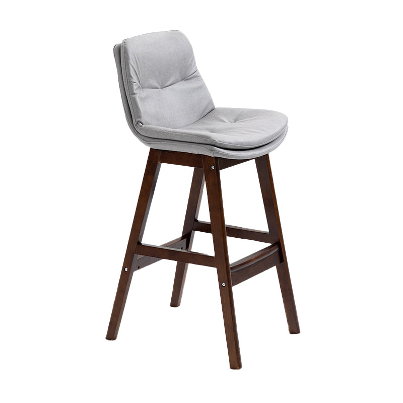 Scandinavian Wood Upholstered Counter Stools Low Back Bar Stools with Footrest