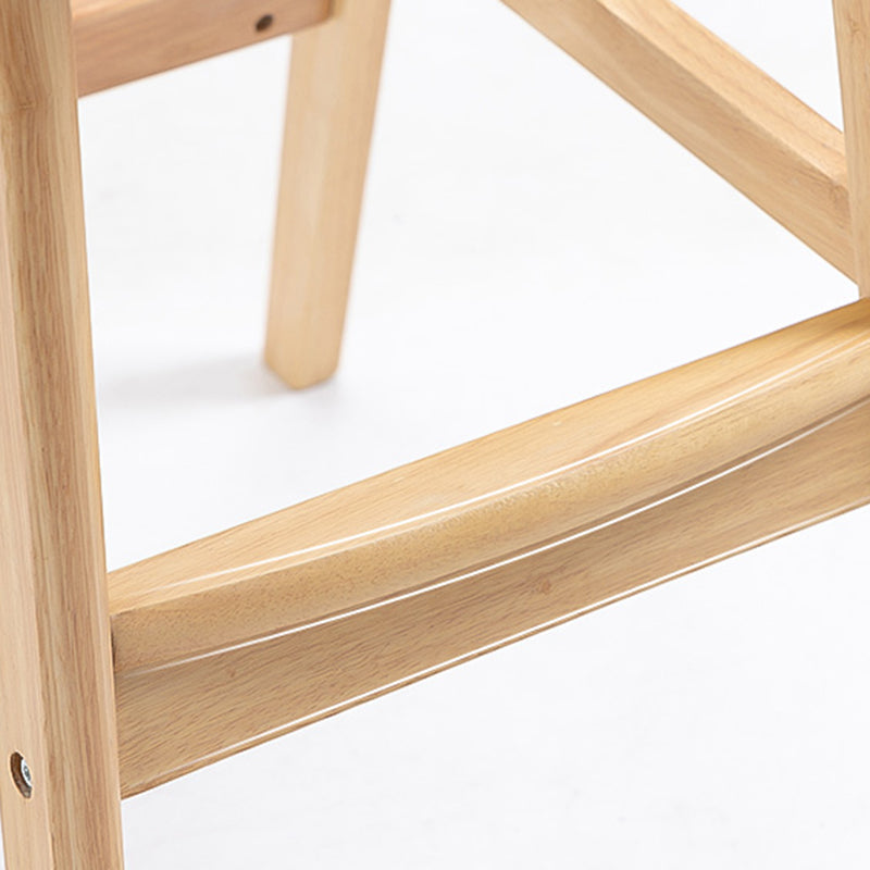 Scandinavian Wood Upholstered Counter Stools Low Back Bar Stools with Footrest
