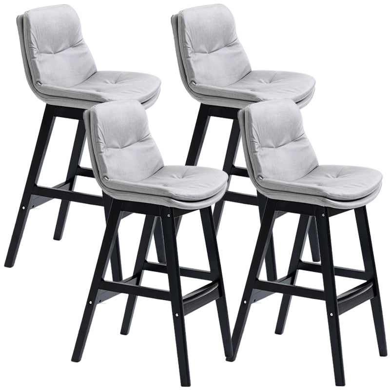 Scandinavian Wood Upholstered Counter Stools Low Back Bar Stools with Footrest