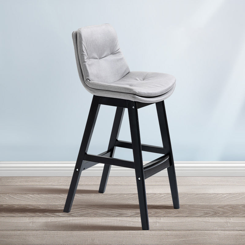 Scandinavian Wood Upholstered Counter Stools Low Back Bar Stools with Footrest