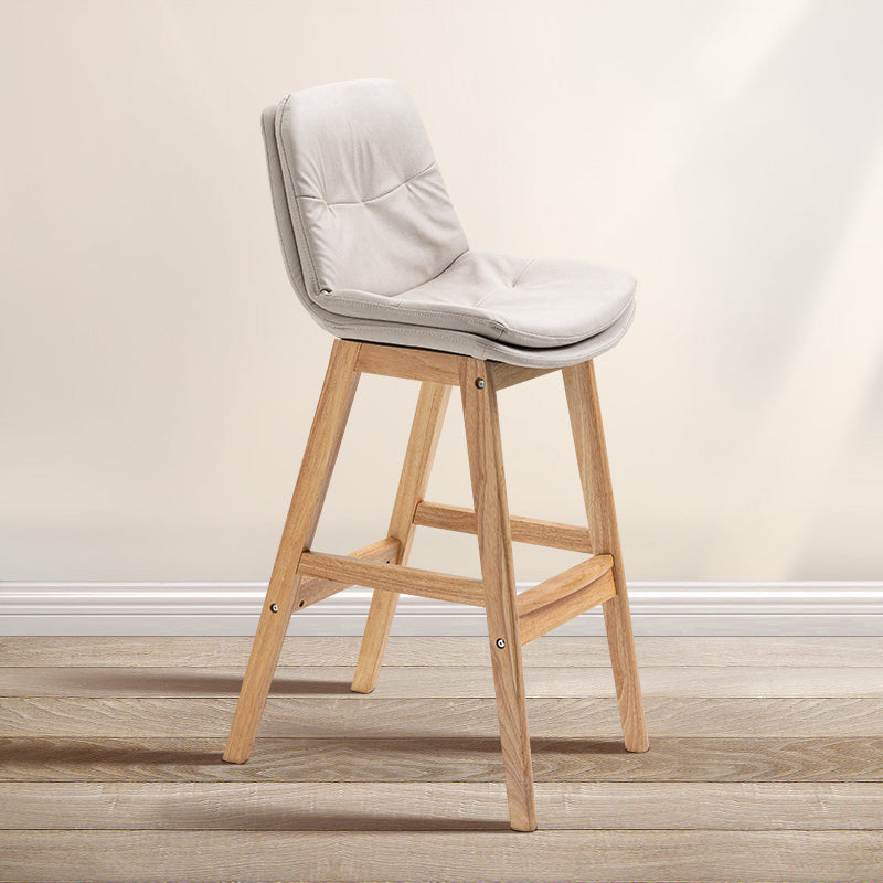 Scandinavian Wood Upholstered Counter Stools Low Back Bar Stools with Footrest
