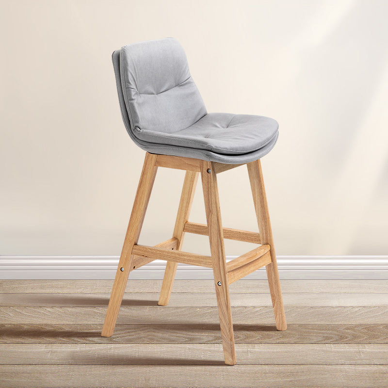 Scandinavian Wood Upholstered Counter Stools Low Back Bar Stools with Footrest