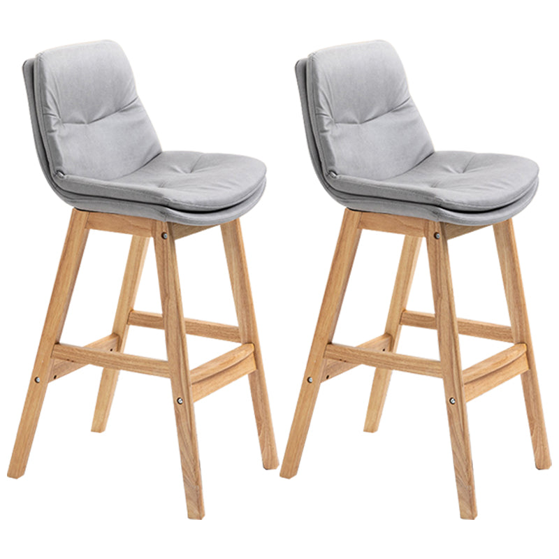 Scandinavian Wood Upholstered Counter Stools Low Back Bar Stools with Footrest