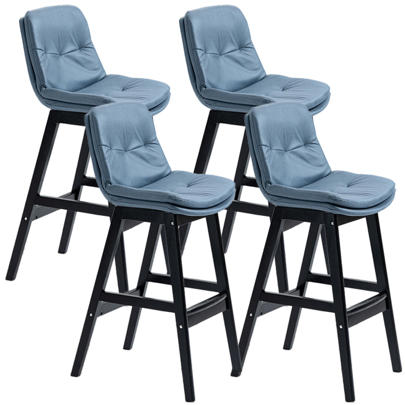 Scandinavian Wood Upholstered Counter Stools Low Back Bar Stools with Footrest