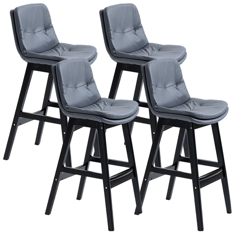 Scandinavian Wood Upholstered Counter Stools Low Back Bar Stools with Footrest