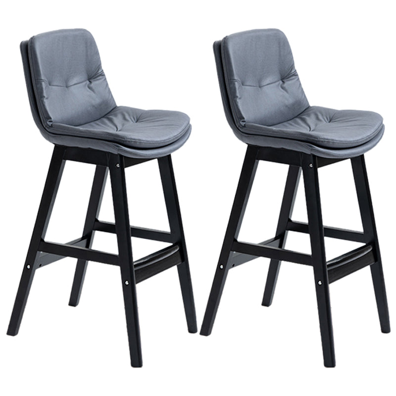 Scandinavian Wood Upholstered Counter Stools Low Back Bar Stools with Footrest