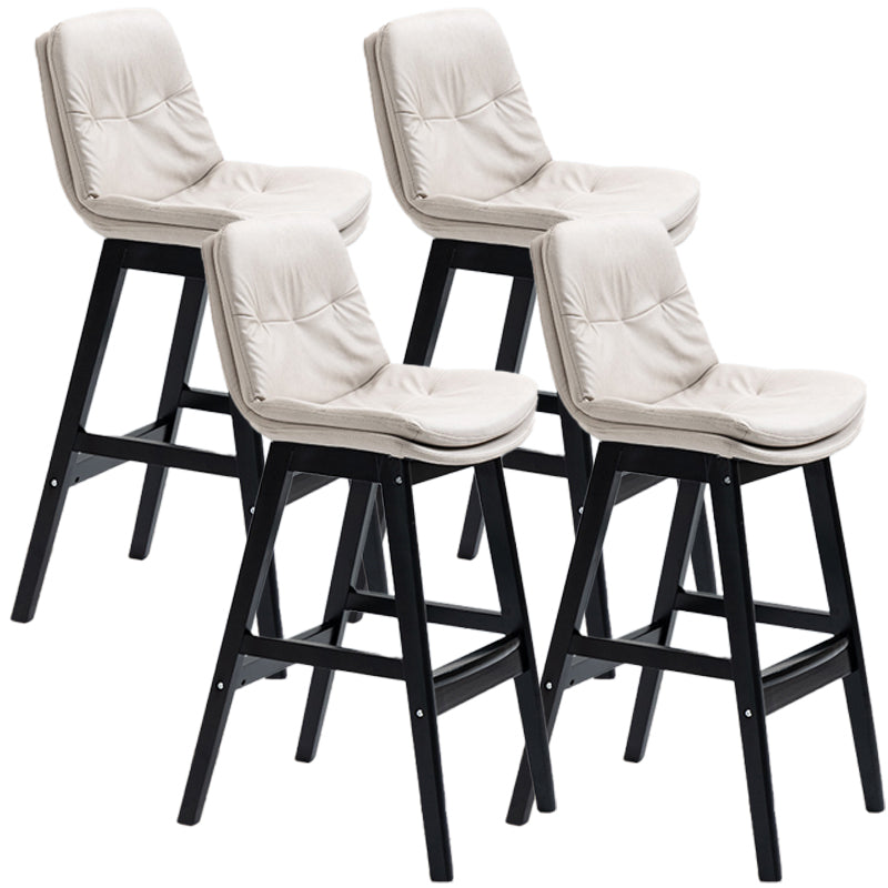 Scandinavian Wood Upholstered Counter Stools Low Back Bar Stools with Footrest