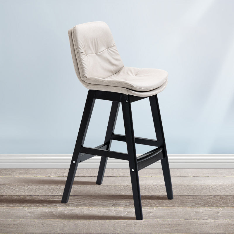 Scandinavian Wood Upholstered Counter Stools Low Back Bar Stools with Footrest