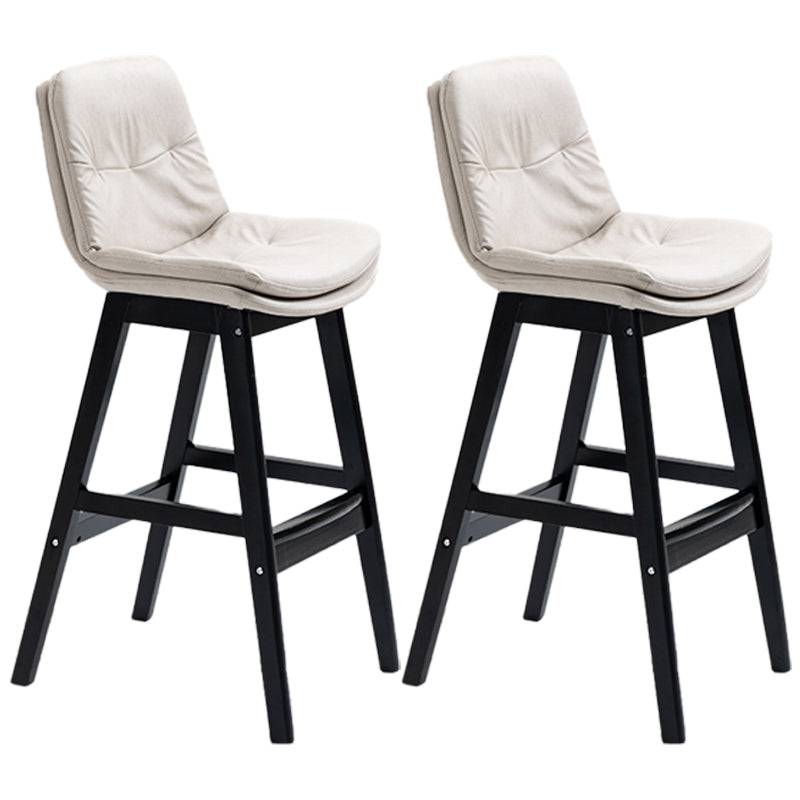 Scandinavian Wood Upholstered Counter Stools Low Back Bar Stools with Footrest