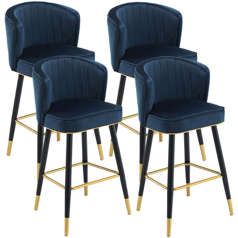 Scandinavian Iron Upholstered Counter Stools Black Low Back Bar Stools with Footrest