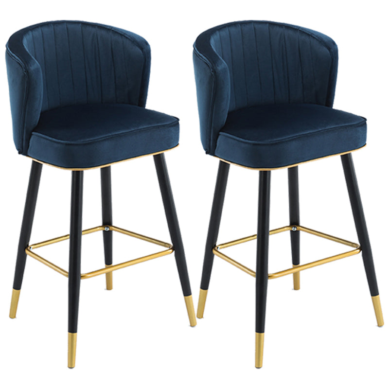 Scandinavian Iron Upholstered Counter Stools Black Low Back Bar Stools with Footrest