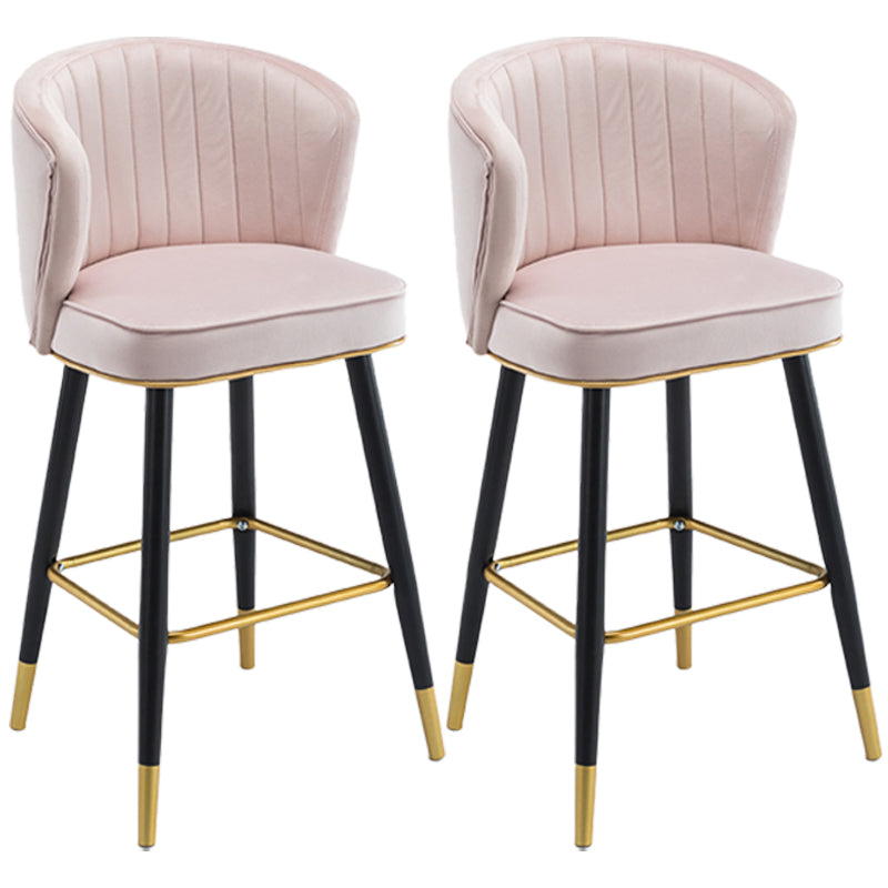Scandinavian Iron Upholstered Counter Stools Black Low Back Bar Stools with Footrest