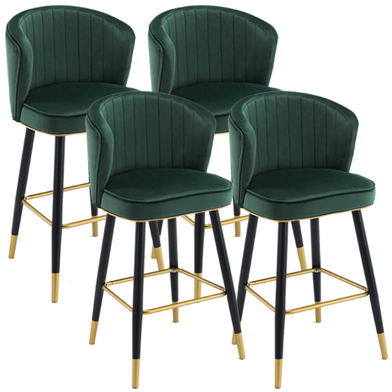 Scandinavian Iron Upholstered Counter Stools Black Low Back Bar Stools with Footrest