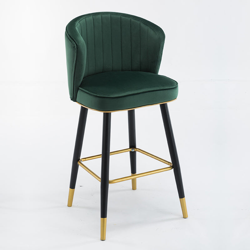 Scandinavian Iron Upholstered Counter Stools Black Low Back Bar Stools with Footrest