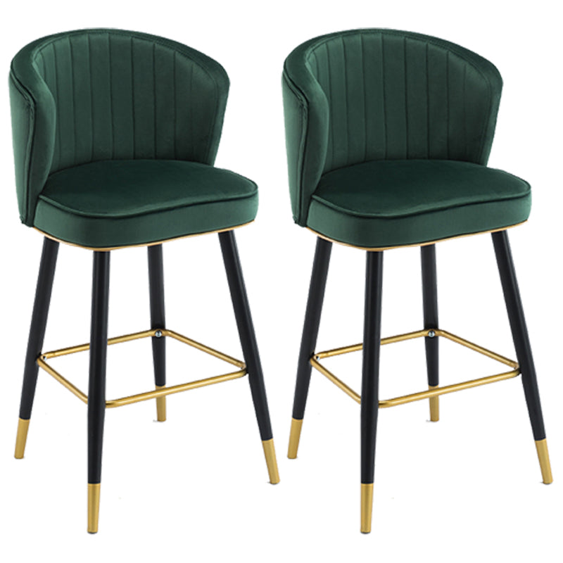 Scandinavian Iron Upholstered Counter Stools Black Low Back Bar Stools with Footrest