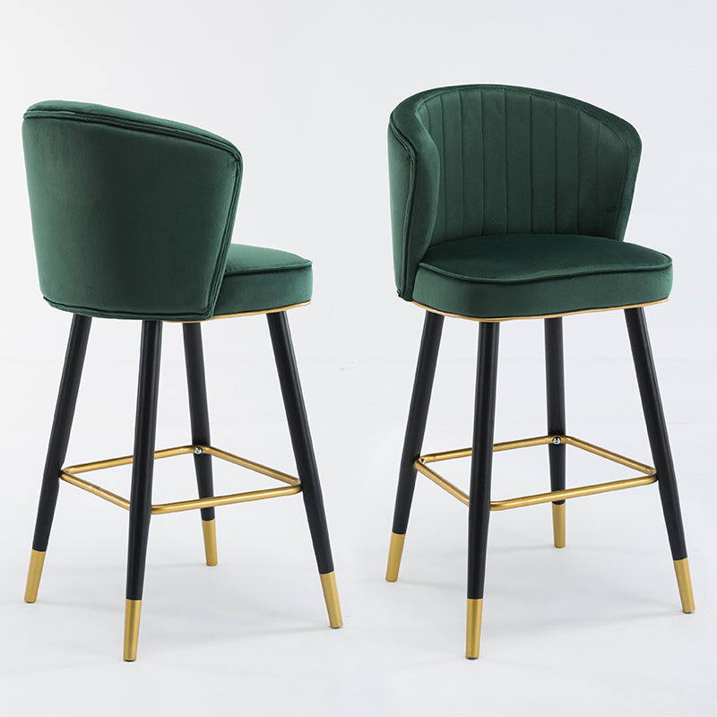 Scandinavian Iron Upholstered Counter Stools Black Low Back Bar Stools with Footrest