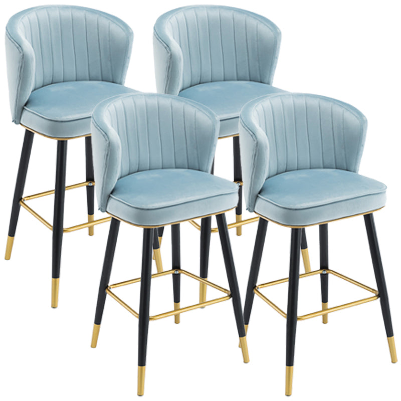 Scandinavian Iron Upholstered Counter Stools Black Low Back Bar Stools with Footrest