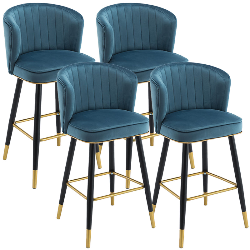 Scandinavian Iron Upholstered Counter Stools Black Low Back Bar Stools with Footrest