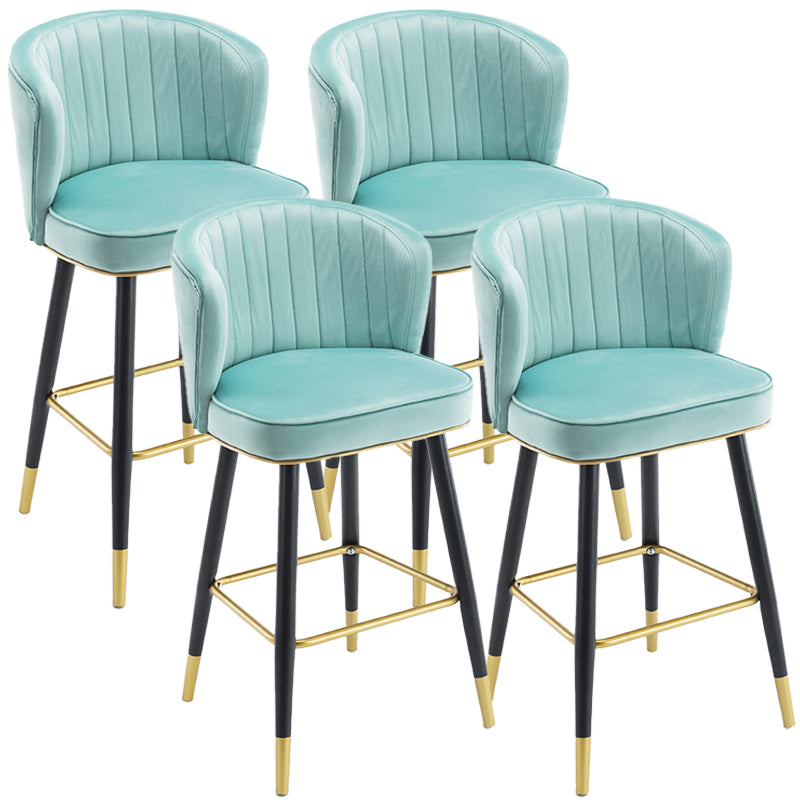 Scandinavian Iron Upholstered Counter Stools Black Low Back Bar Stools with Footrest