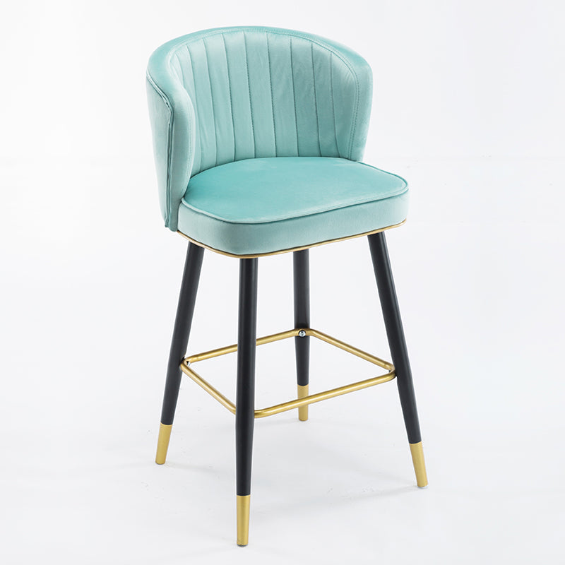 Scandinavian Iron Upholstered Counter Stools Black Low Back Bar Stools with Footrest