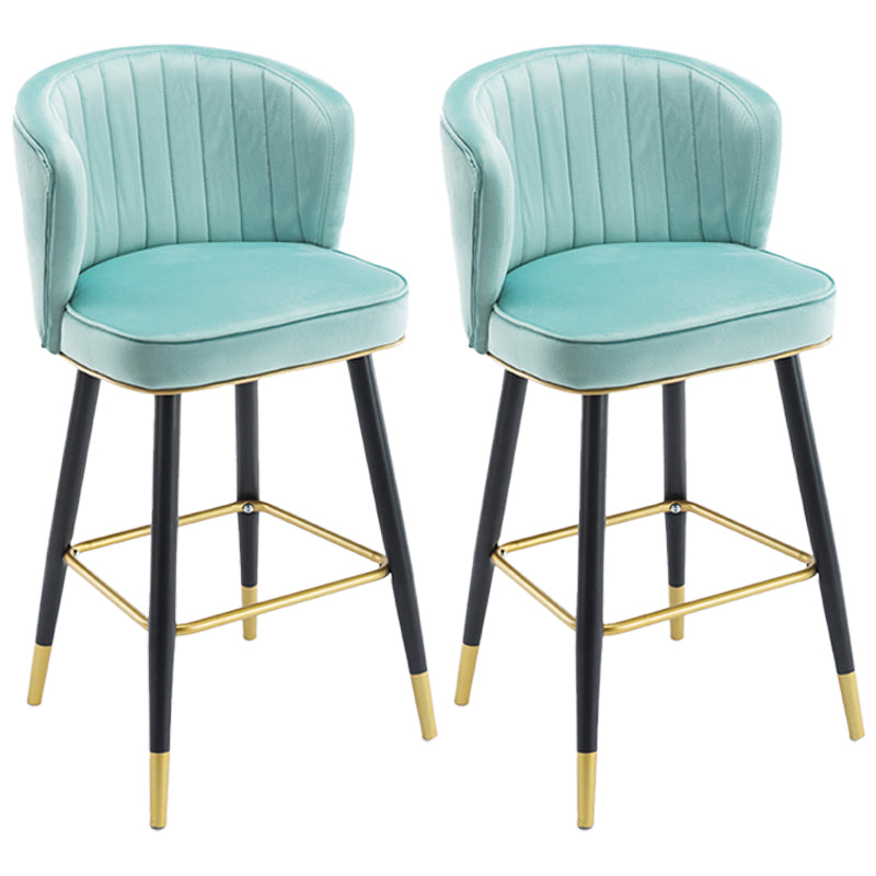 Scandinavian Iron Upholstered Counter Stools Black Low Back Bar Stools with Footrest