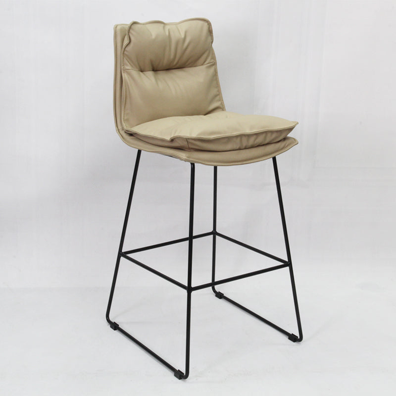 Moderne Rückenlehne Armless Counterhocker Steel Café Barhocker mit Lederkissen