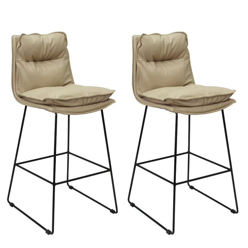 Moderne Rückenlehne Armless Counterhocker Steel Café Barhocker mit Lederkissen