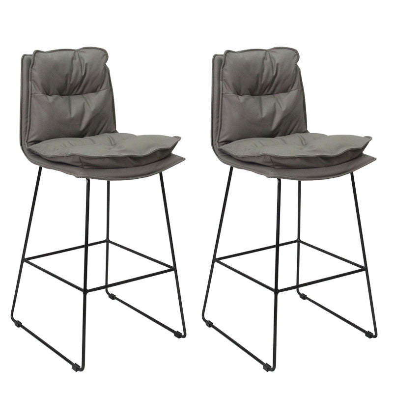 Moderne Rückenlehne Armless Counterhocker Steel Café Barhocker mit Lederkissen