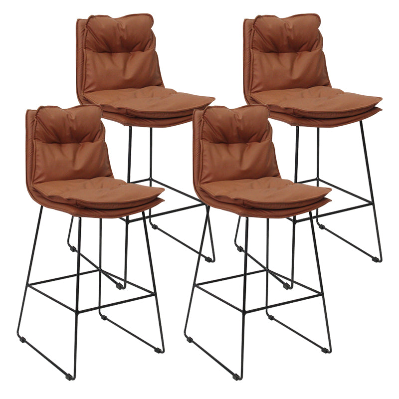 Moderne Rückenlehne Armless Counterhocker Steel Café Barhocker mit Lederkissen