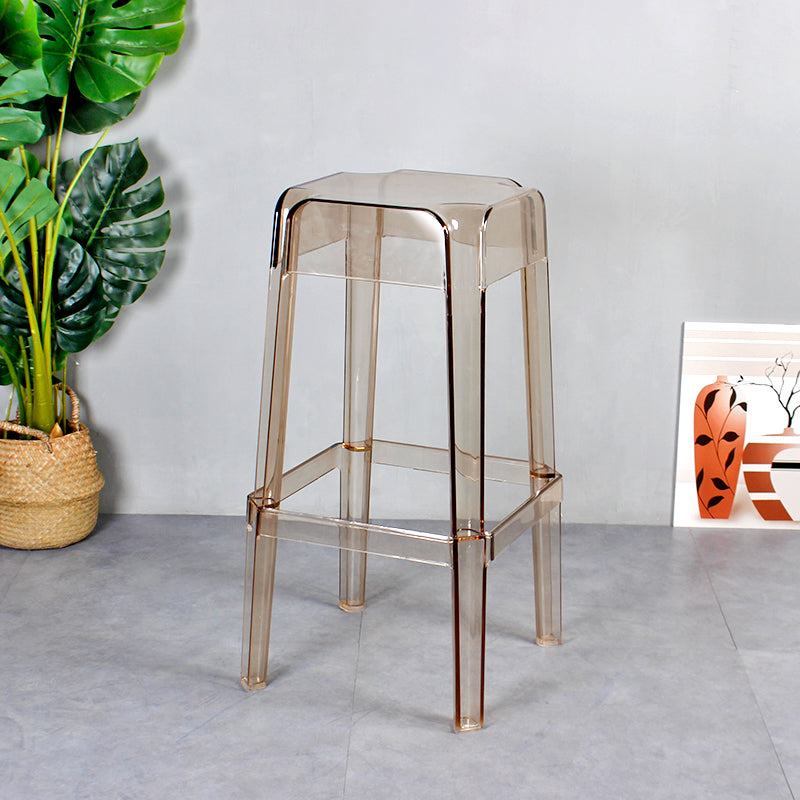 Stapelbarer Nordic-Barhocker aus Kunststoff, einfacher hoher Innenhocker mit quadratischem Sitz