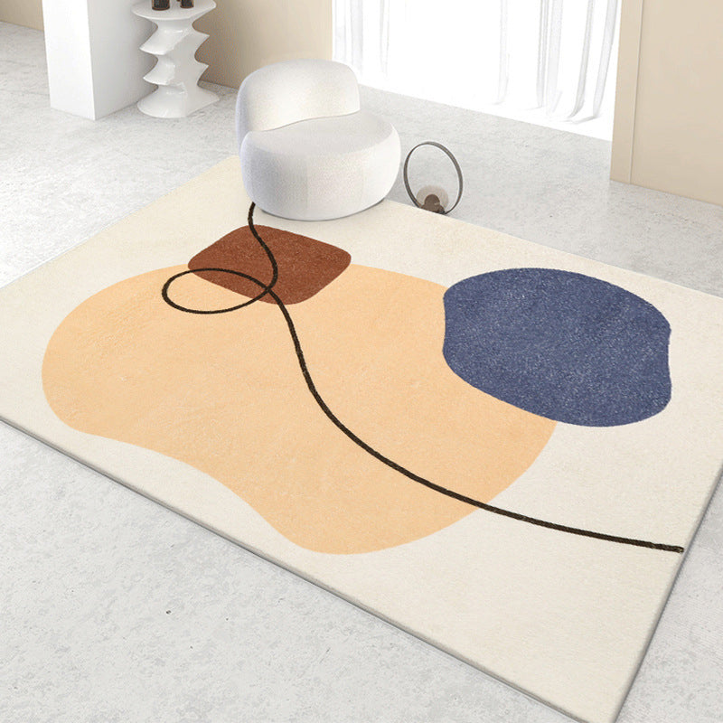 Color Block Line Carpet Indoor Rug Stain Resistant Anti-Slip Pet Friendly Rug for Home