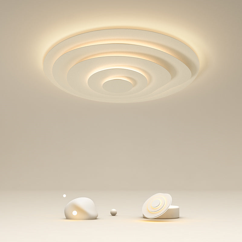 White Circular LED Ceiling Light in Modern Simplicity Lacquered Iron Flush Mount with Acrylic Shade