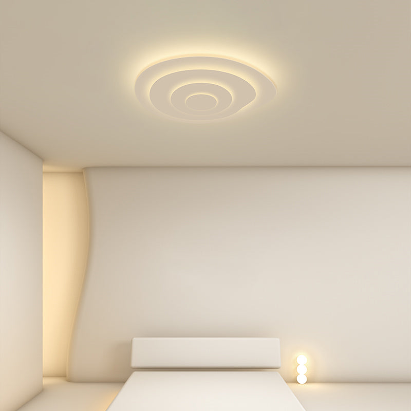 White Circular LED Ceiling Light in Modern Simplicity Lacquered Iron Flush Mount with Acrylic Shade