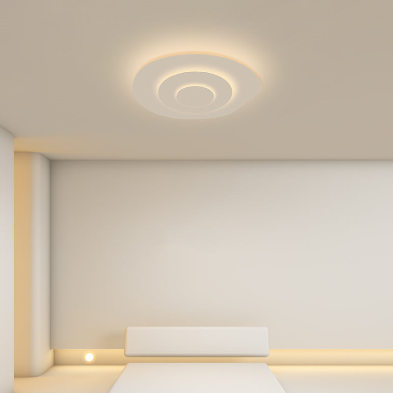 White Circular LED Ceiling Light in Modern Simplicity Lacquered Iron Flush Mount with Acrylic Shade
